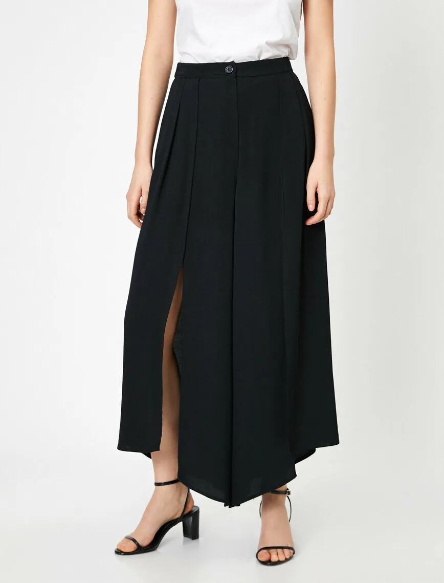 16347 Black Slit Chiffon Palazzo Trousers