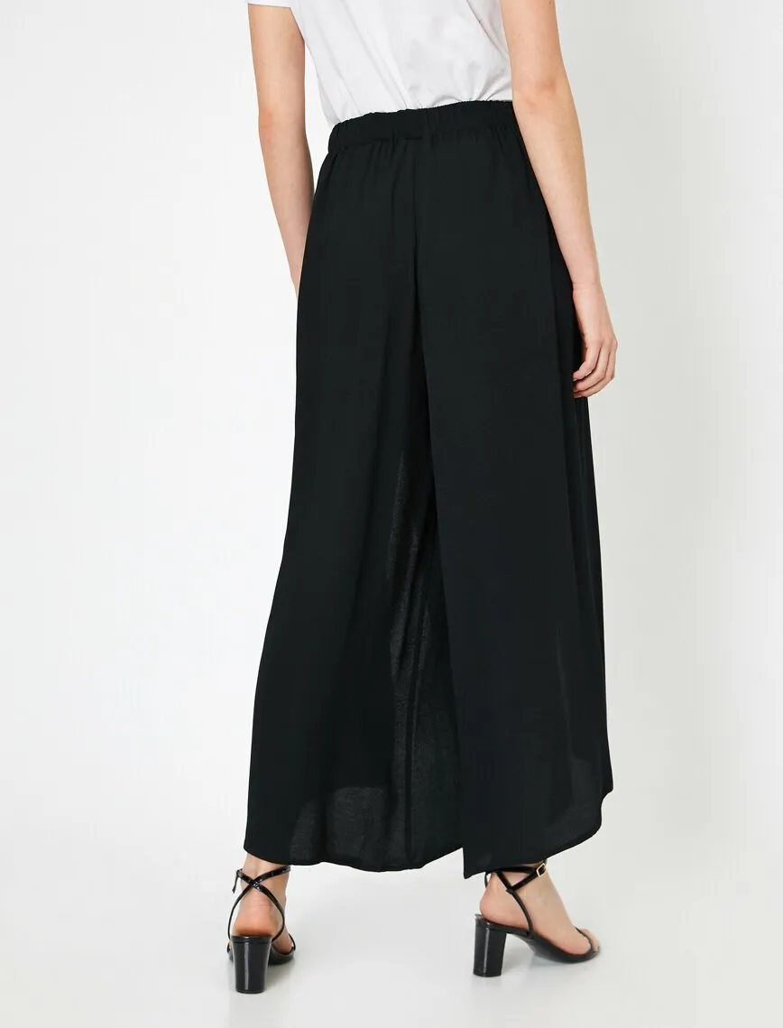16347 Black Slit Chiffon Palazzo Trousers