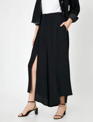16347 Black Slit Chiffon Palazzo Trousers