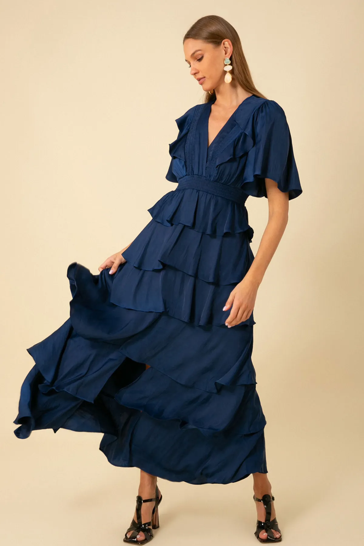 Ainsley Soild Tiered Dress