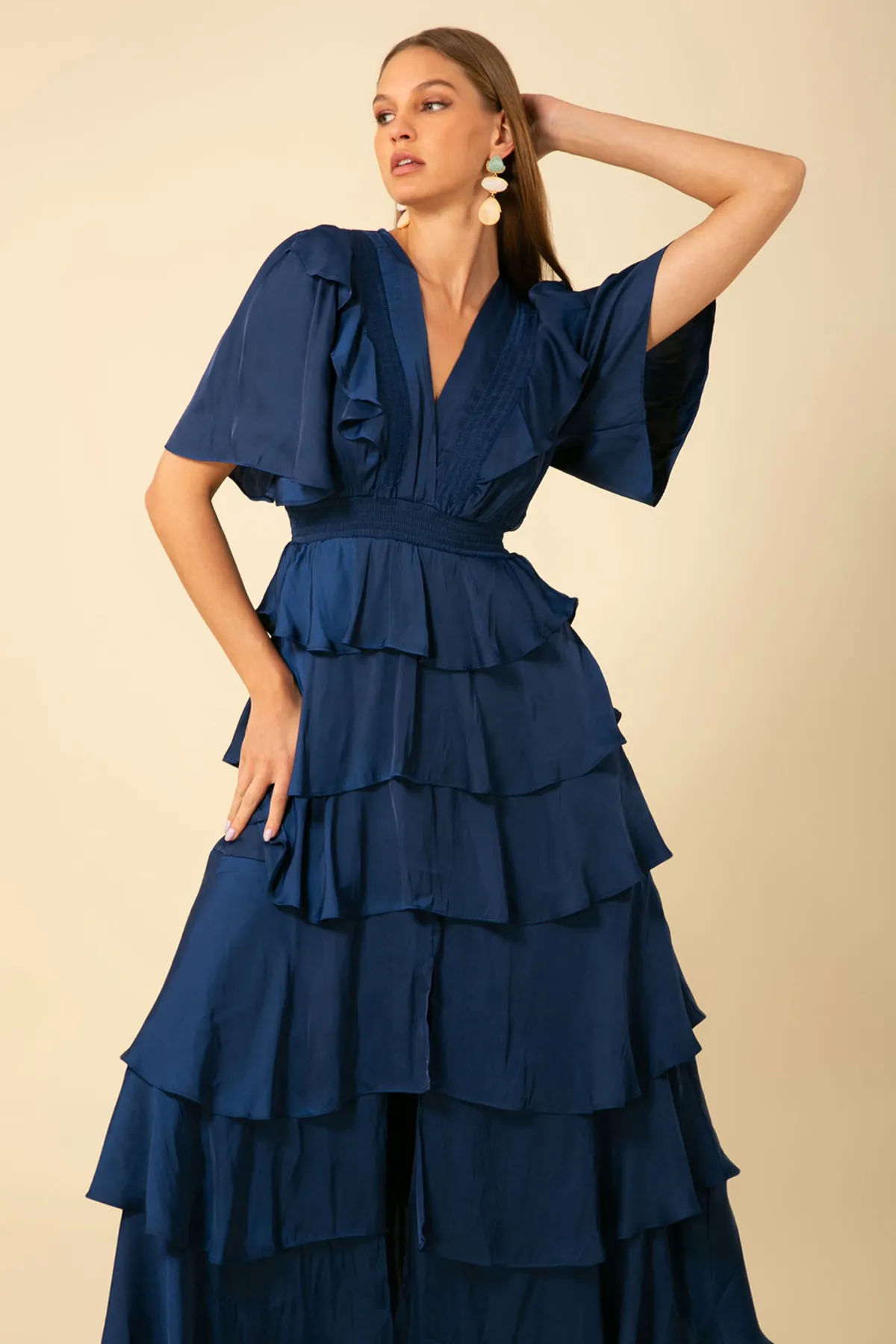 Ainsley Soild Tiered Dress