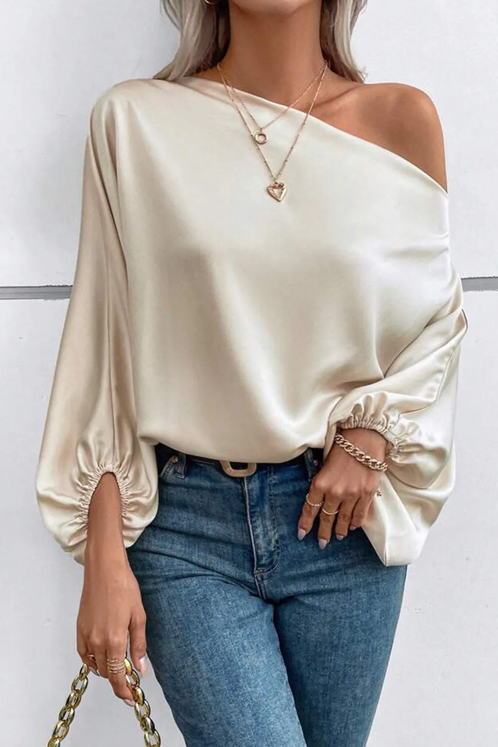 Balloon Sleeve Satin Blouse