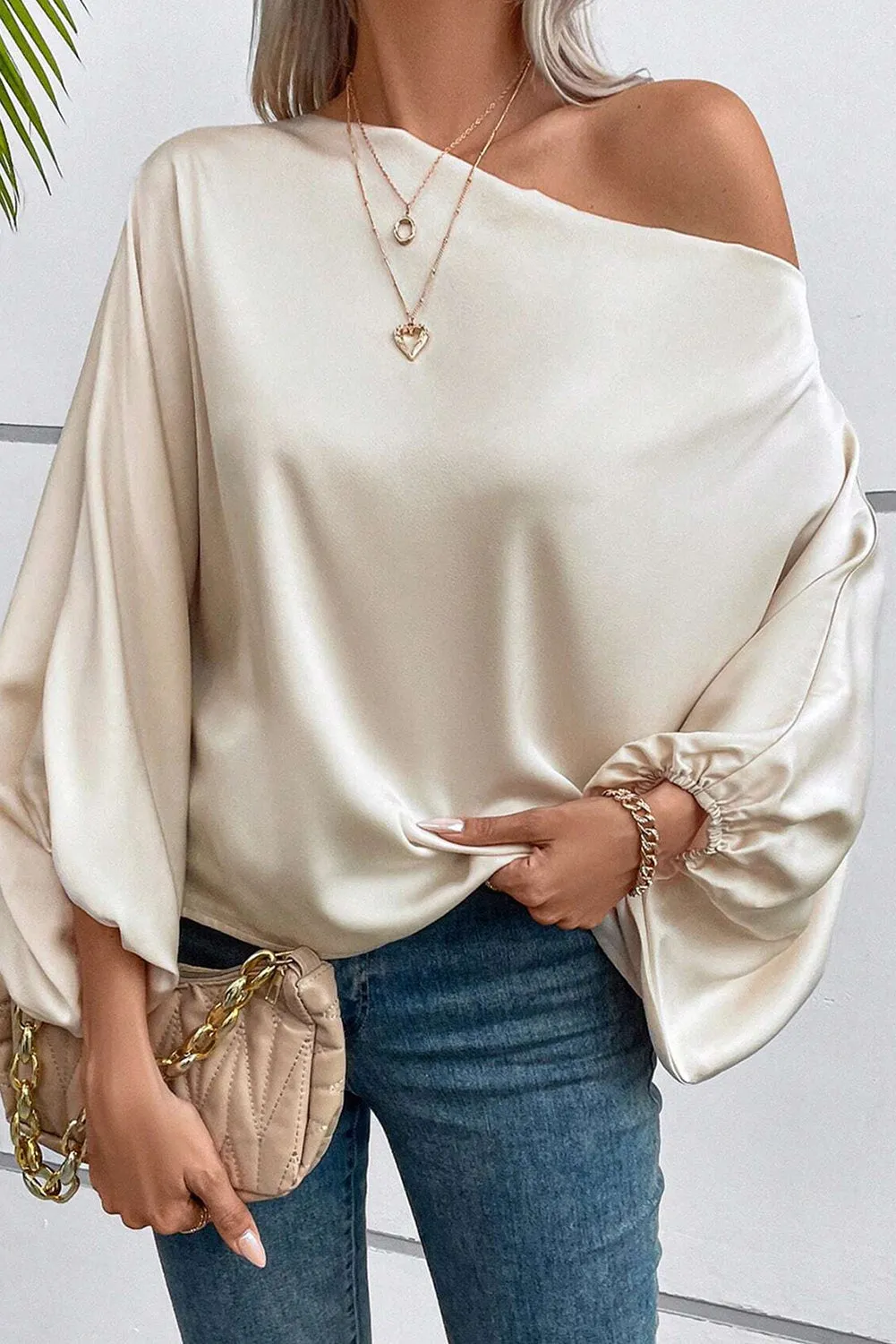 Balloon Sleeve Satin Blouse