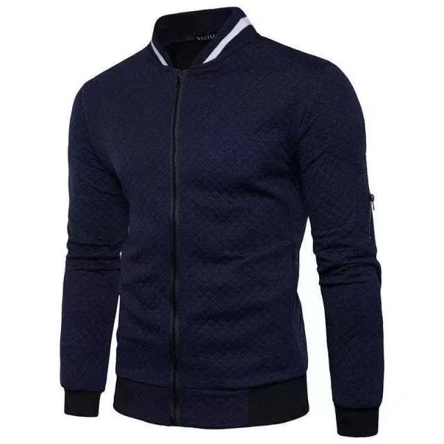 BAZO Design Men's Fashion Premium Quality Black & White Stripe Zipper Sweater Jacket