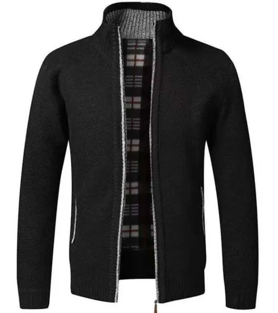 BAZO Design Men's Fashion Premium Quality Black & White Stripe Zipper Sweater Jacket