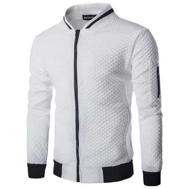 BAZO Design Men's Fashion Premium Quality Black & White Stripe Zipper Sweater Jacket