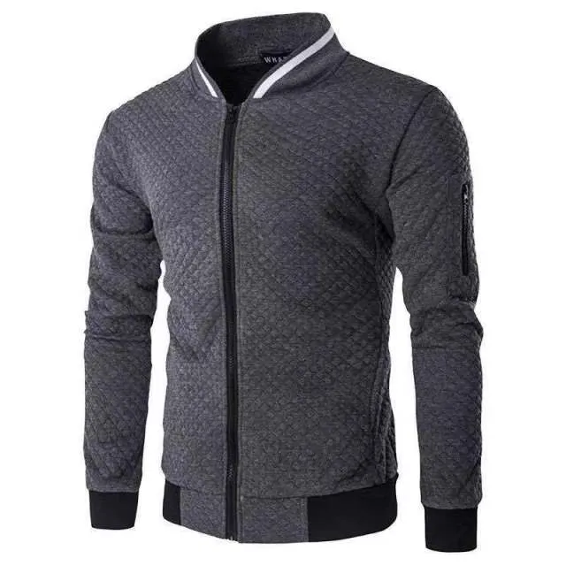 BAZO Design Men's Fashion Premium Quality Black & White Stripe Zipper Sweater Jacket