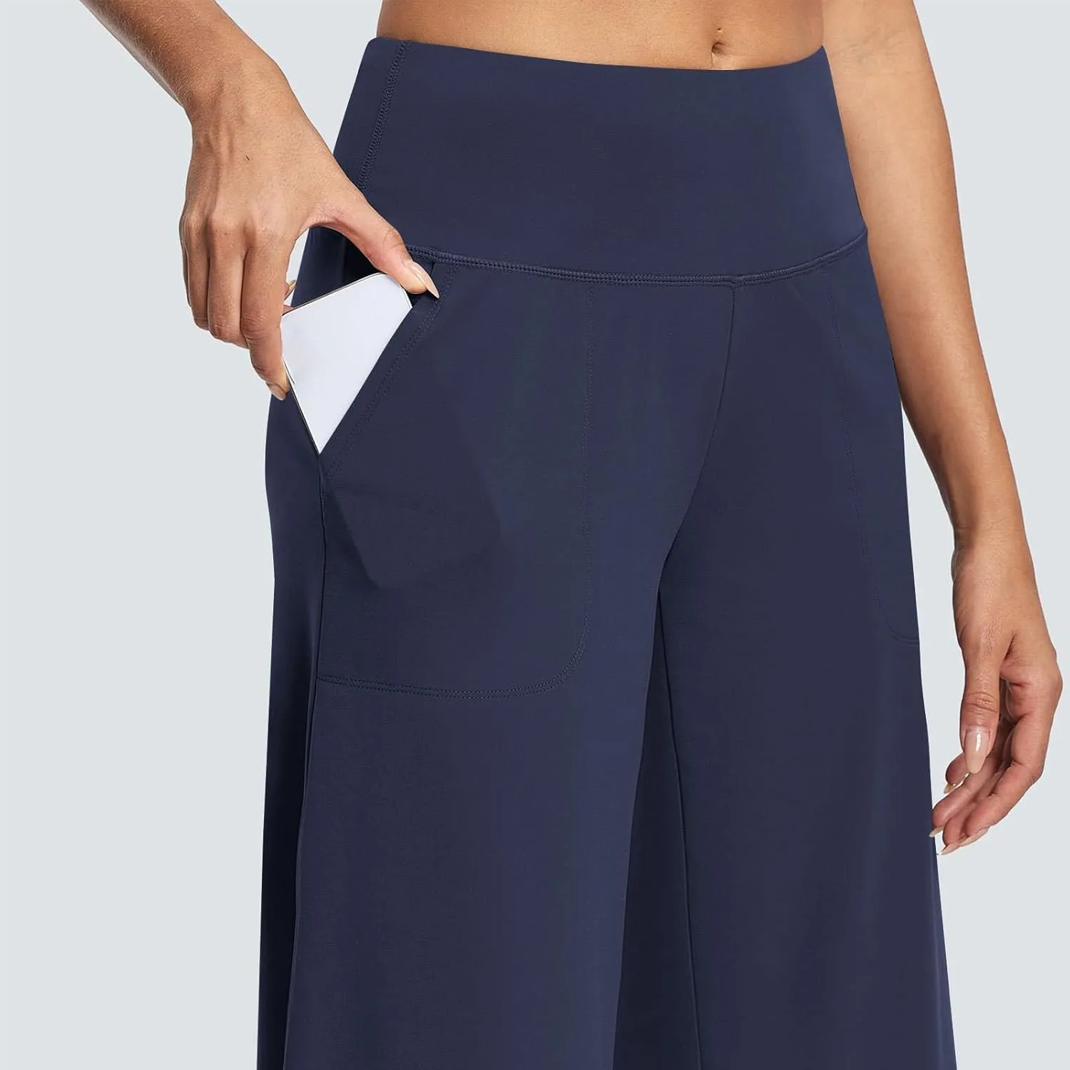 Capri Pants for Women Wide Leg Stretchy Pull On Athletic Yoga Legging with Pockets Summer Casual Capris Outfits