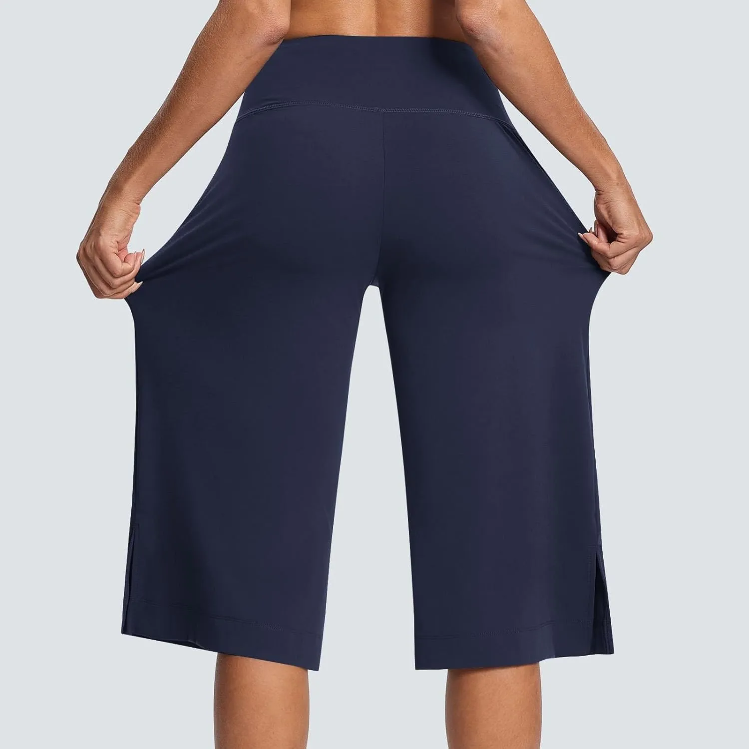 Capri Pants for Women Wide Leg Stretchy Pull On Athletic Yoga Legging with Pockets Summer Casual Capris Outfits