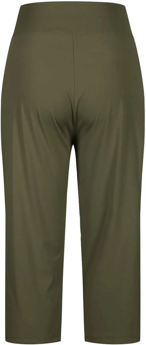 Capri Pants for Women Wide Leg Stretchy Pull On Athletic Yoga Legging with Pockets Summer Casual Capris Outfits