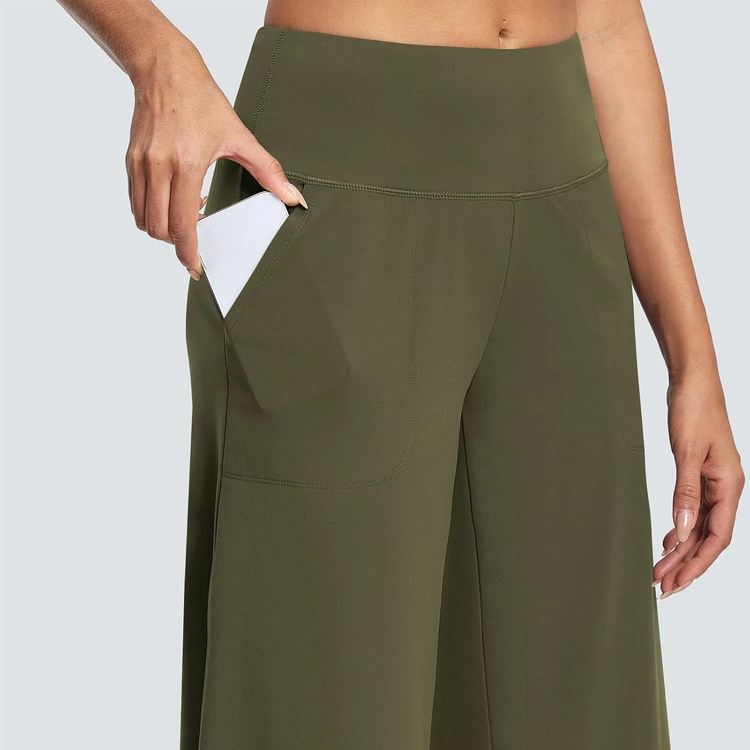 Capri Pants for Women Wide Leg Stretchy Pull On Athletic Yoga Legging with Pockets Summer Casual Capris Outfits
