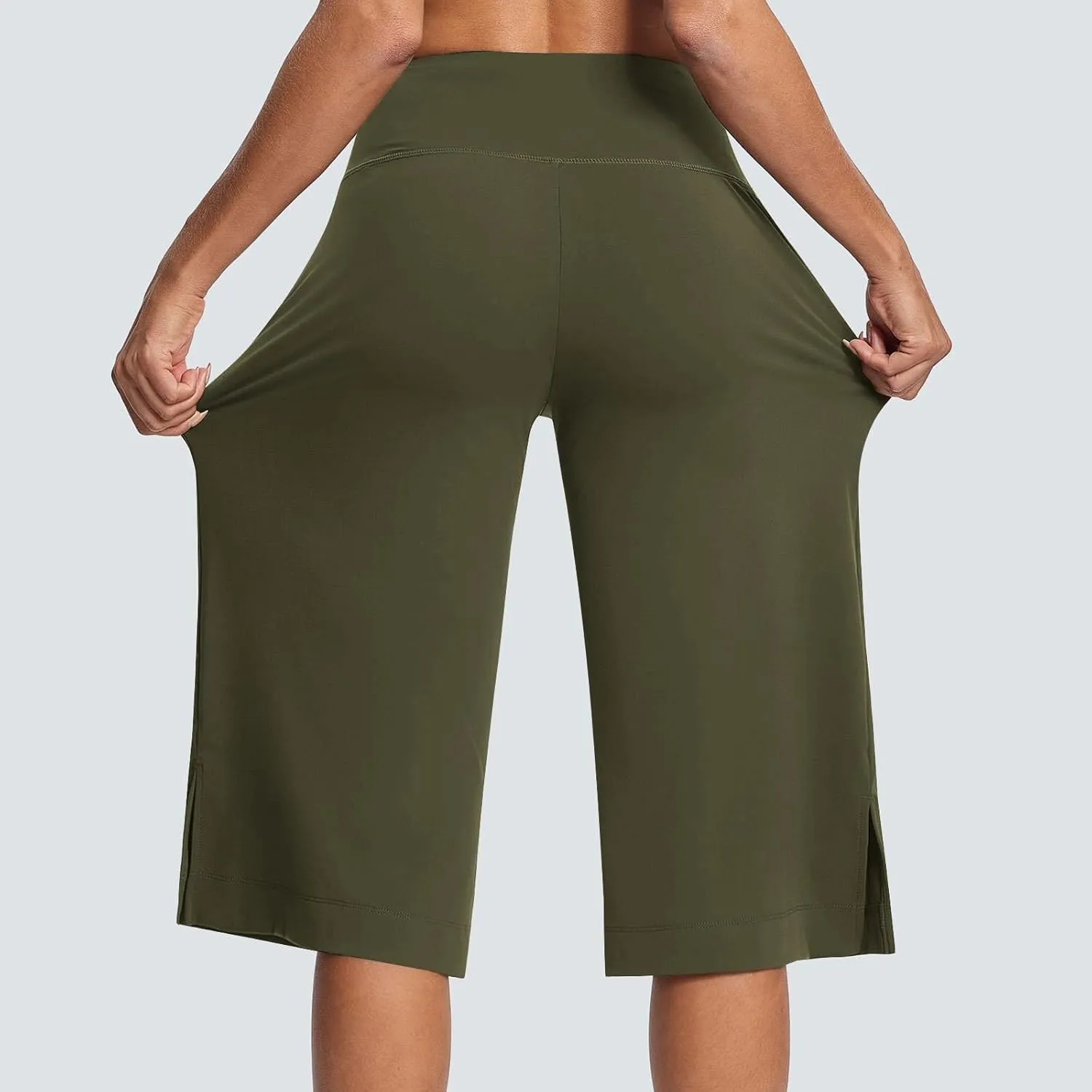 Capri Pants for Women Wide Leg Stretchy Pull On Athletic Yoga Legging with Pockets Summer Casual Capris Outfits