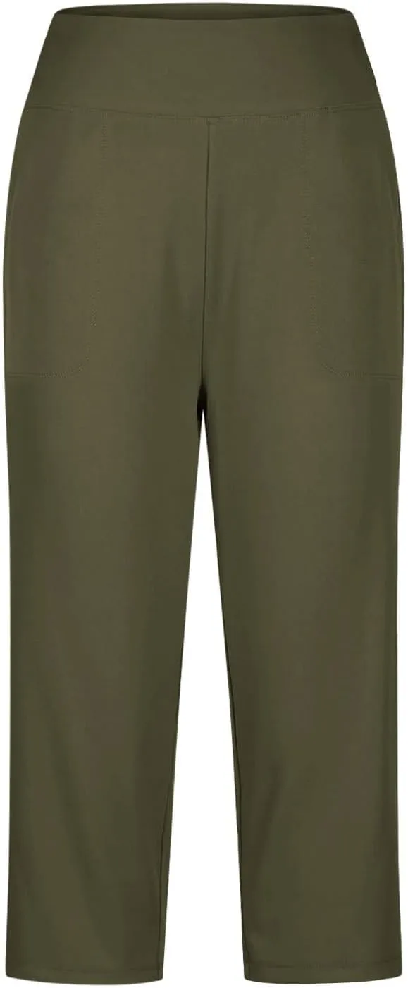 Capri Pants for Women Wide Leg Stretchy Pull On Athletic Yoga Legging with Pockets Summer Casual Capris Outfits