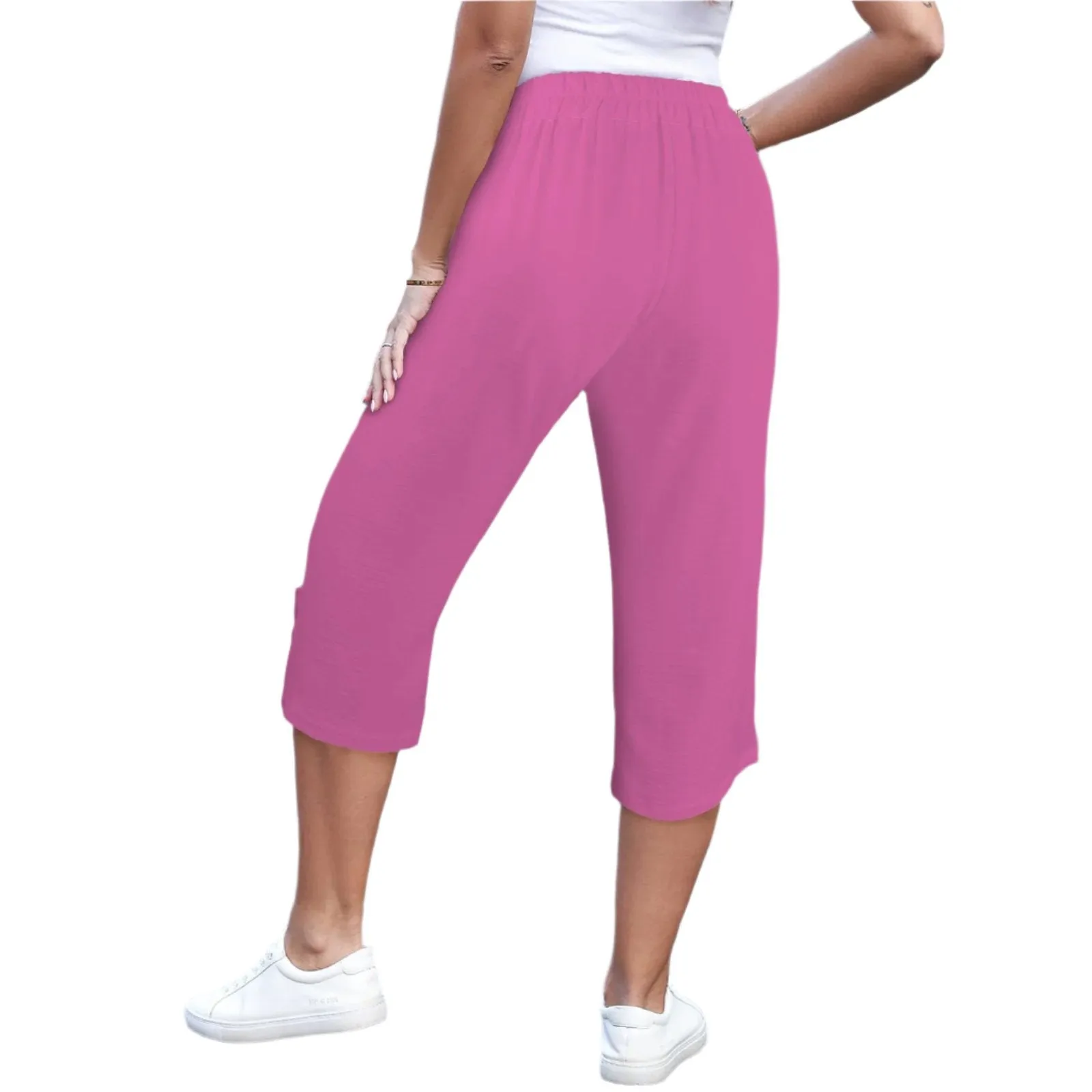 Cavai Pink Button Trim Capri Pants