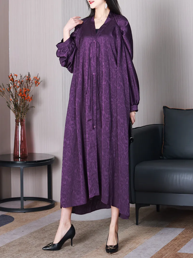 Classy Silk Bat Sleeves A-line Dress