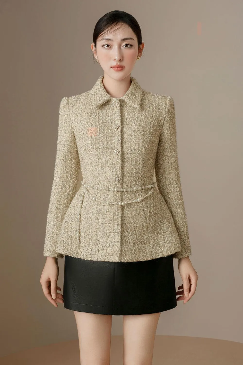 Colette A-line Back Zipper Leather Mini Skirt