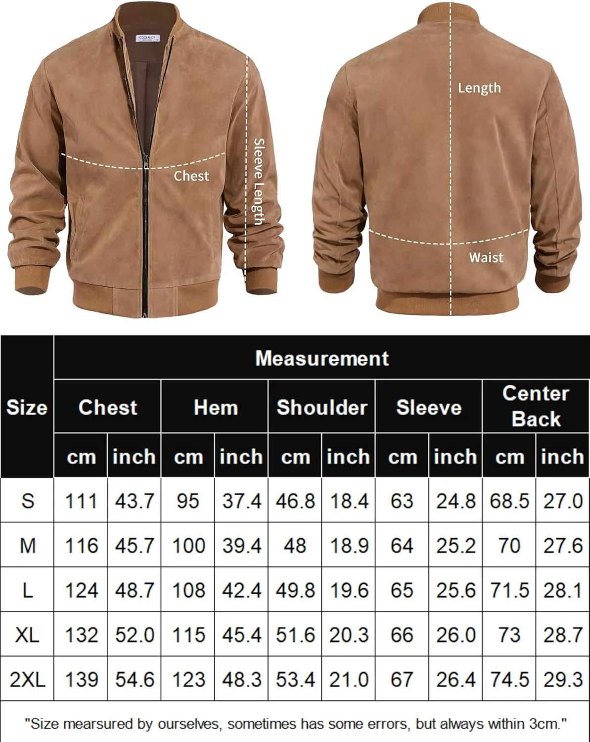 COOFANDY Men's Casual Varsity Jacket Vintage Lightweight Suede Bomber Jackets