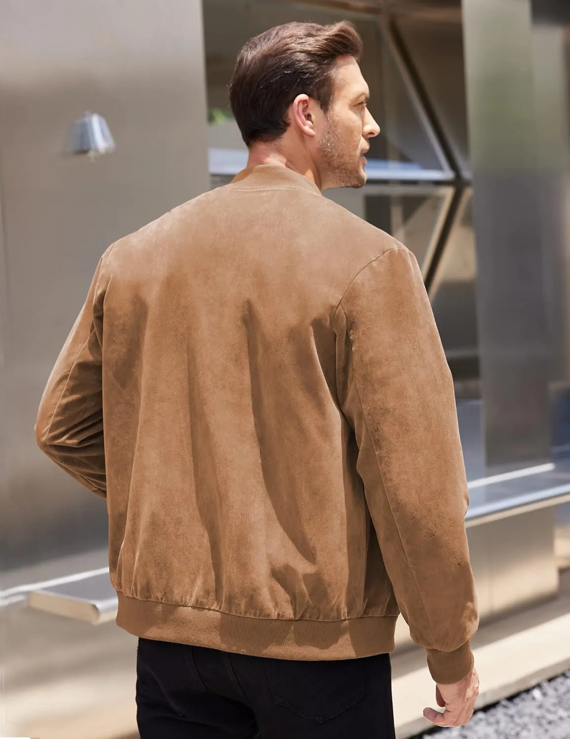 COOFANDY Men's Casual Varsity Jacket Vintage Lightweight Suede Bomber Jackets