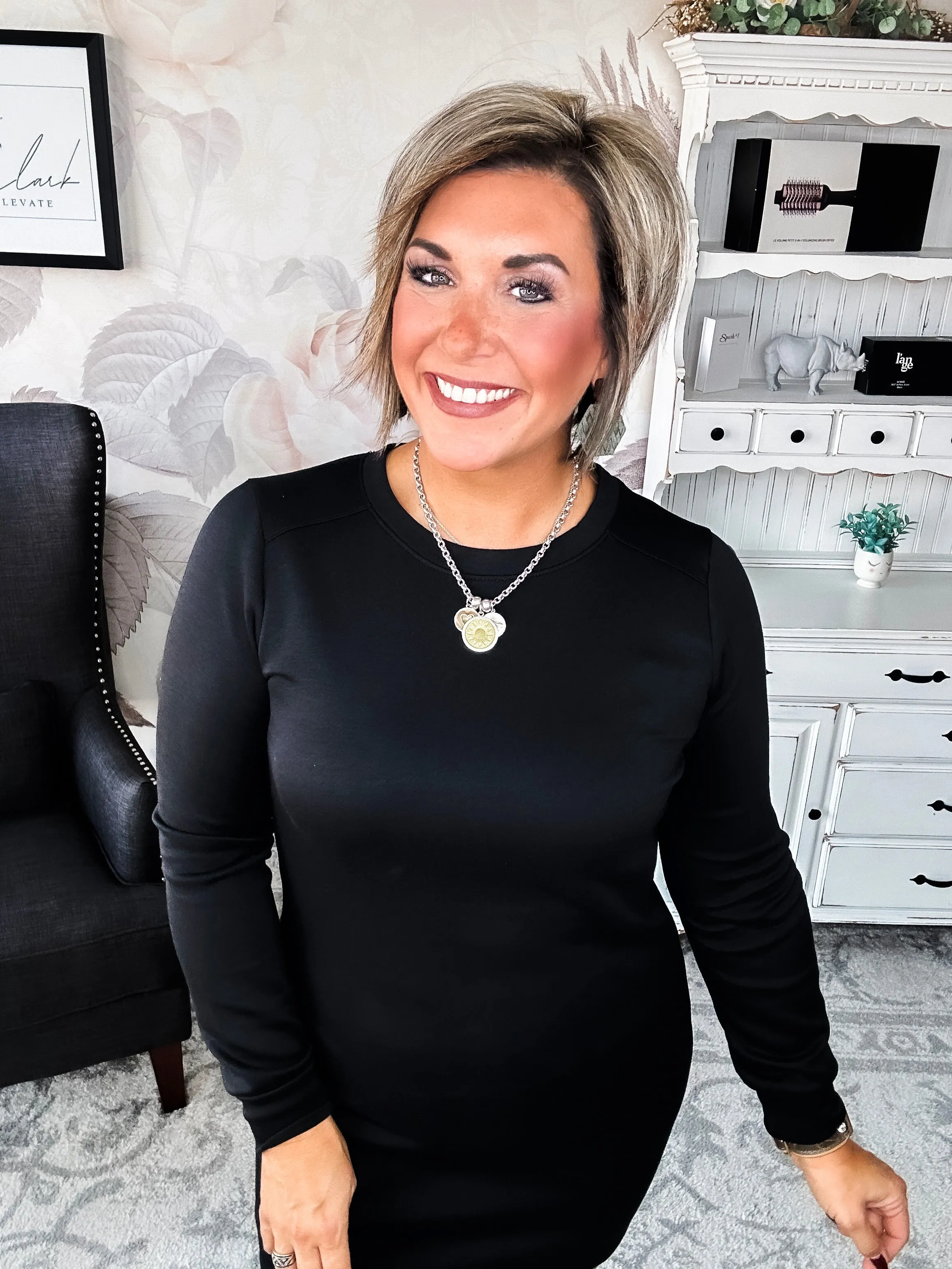 Cozy Up Shift Dress - Black