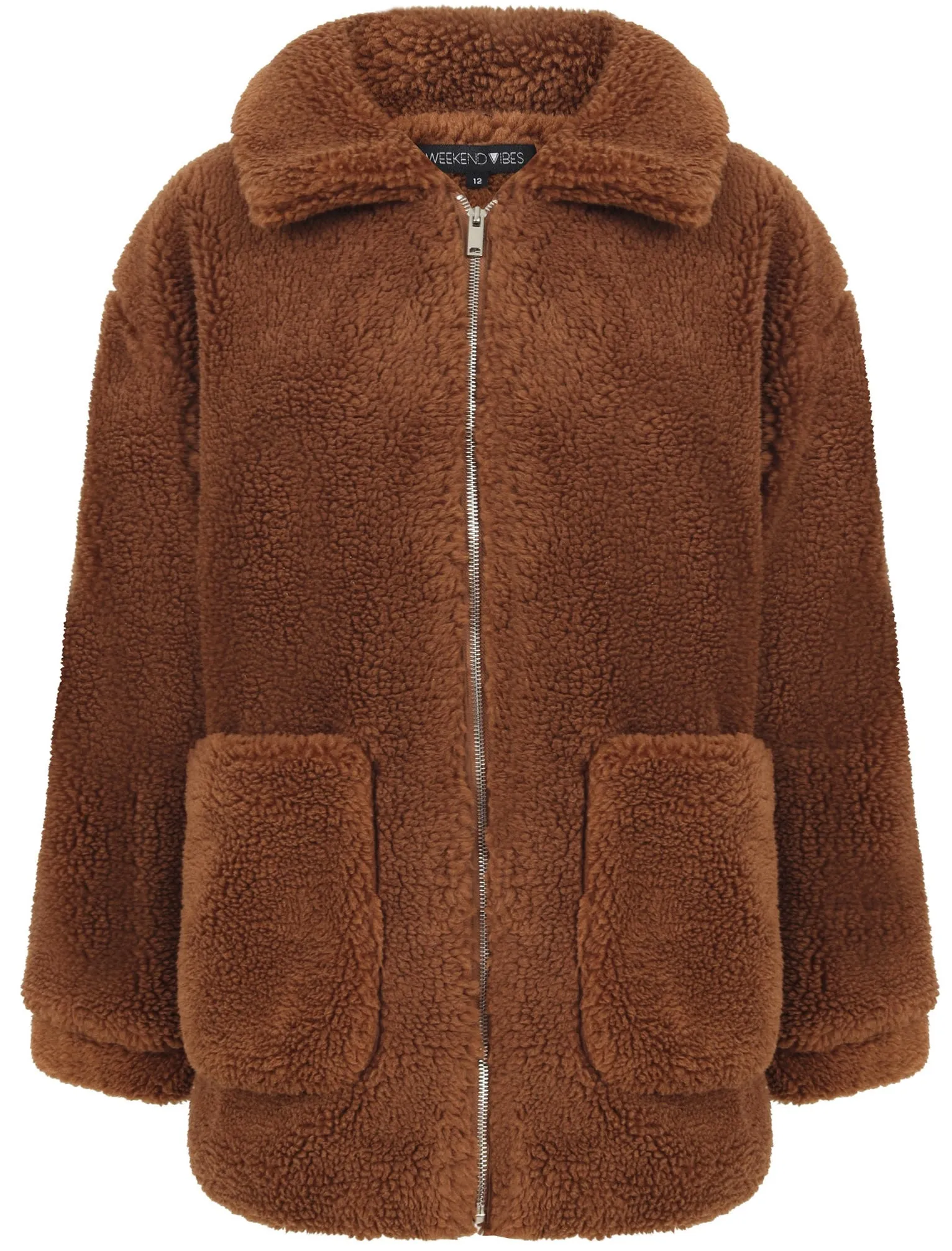 Cupcake Borg Teddy Bomber Jacket In Brown - Weekend Vibes