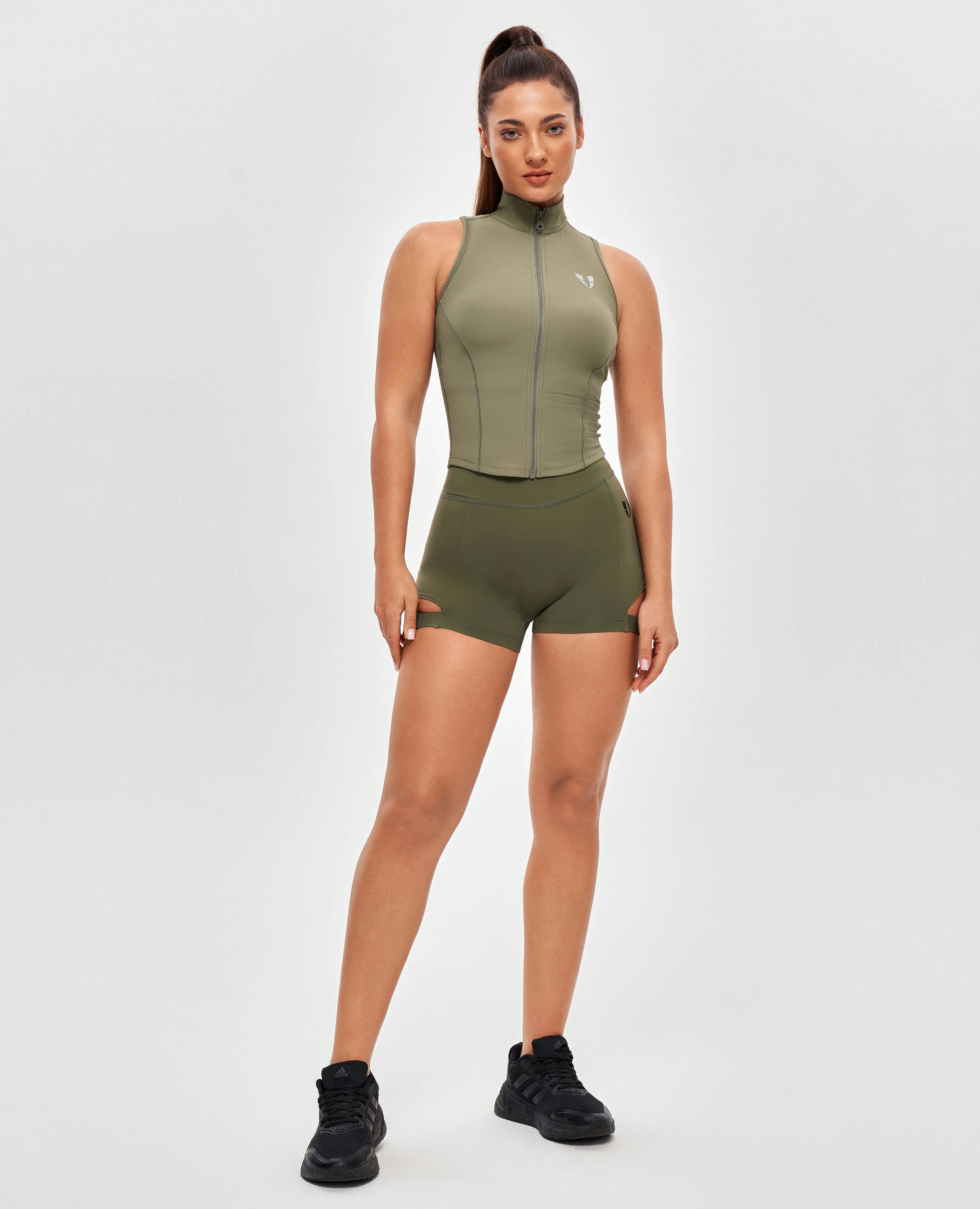 Cutout Cargo Shorts - Moss Green