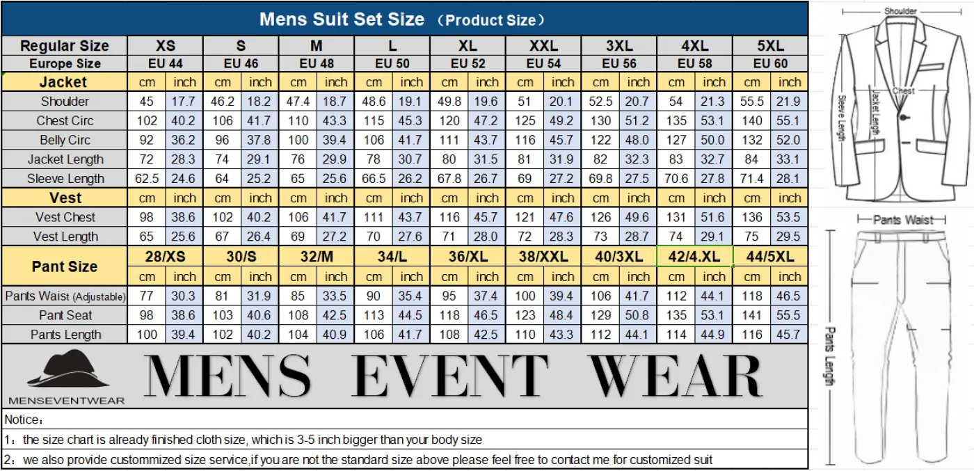 Formal 2 Pieces Mens Suit Double Breasted Flat Notch Lapel Tuxedos (Blazer Pants)