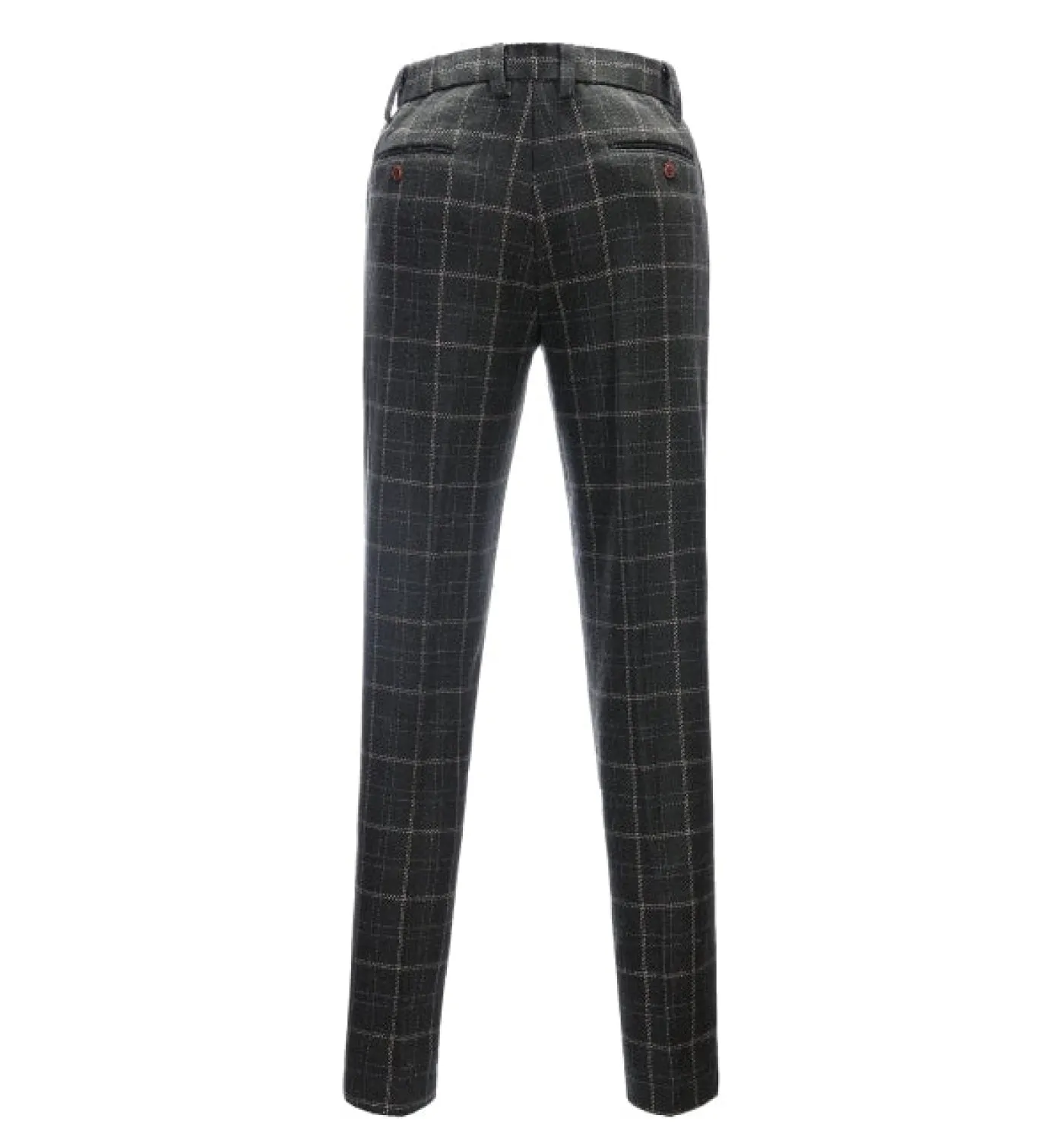 Formal Men's Business 3 Pieces Black Plaid Tweed Notch Lapel Suit (Blazer vest Pants)