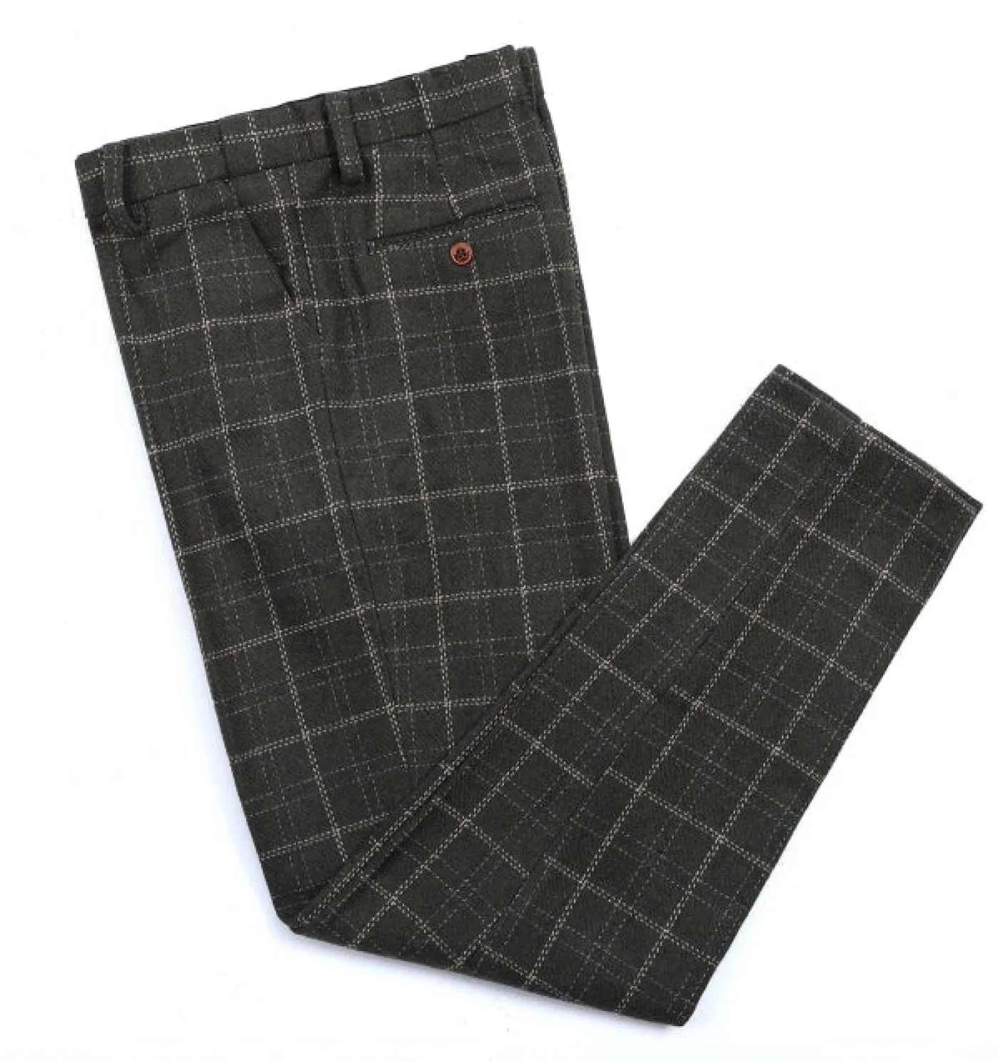 Formal Men's Business 3 Pieces Black Plaid Tweed Notch Lapel Suit (Blazer vest Pants)