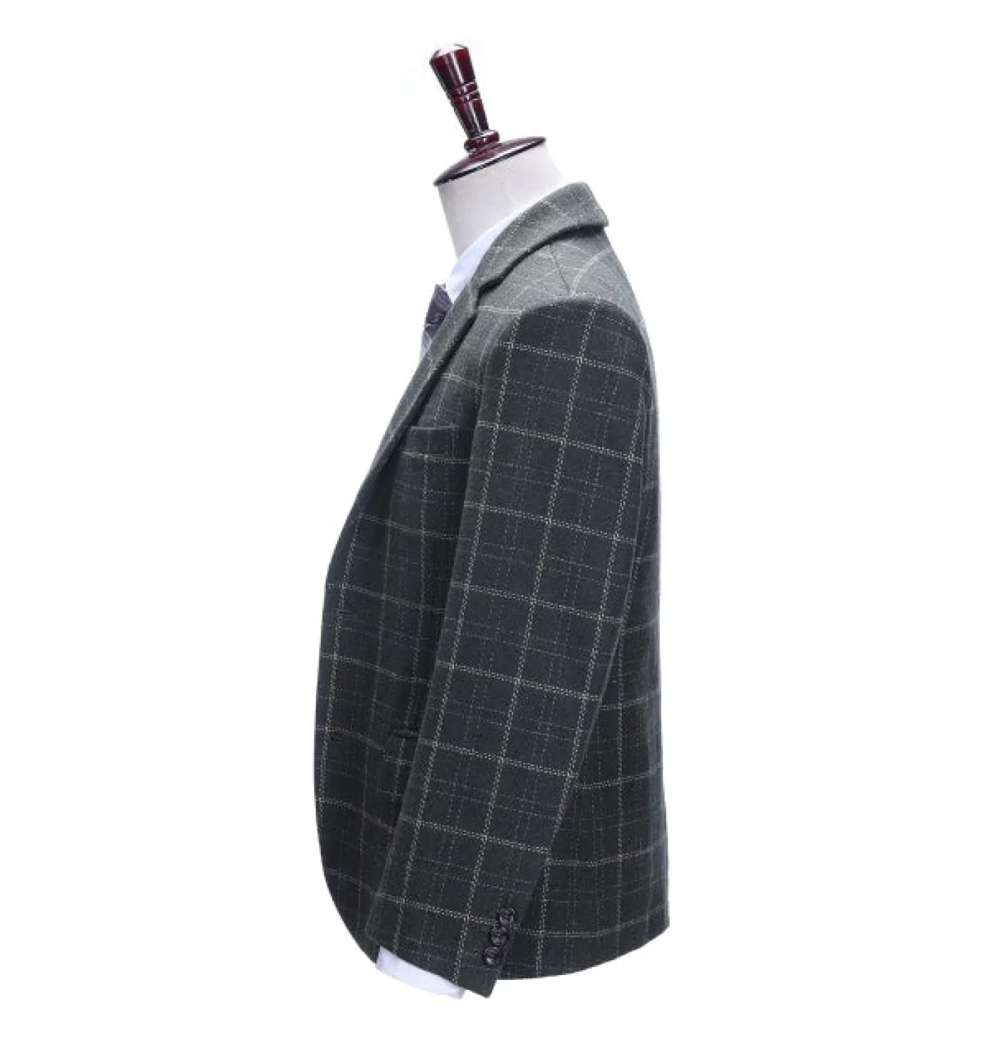 Formal Men's Business 3 Pieces Black Plaid Tweed Notch Lapel Suit (Blazer vest Pants)