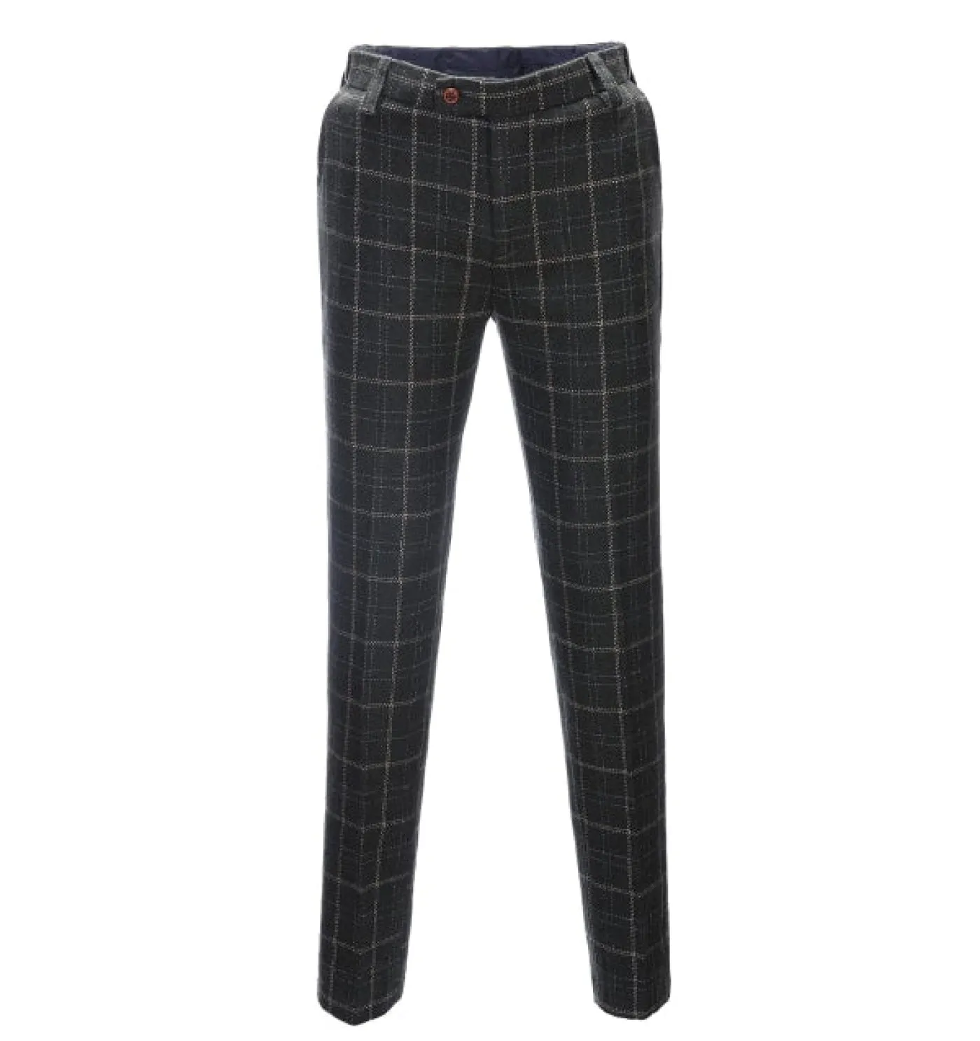 Formal Men's Business 3 Pieces Black Plaid Tweed Notch Lapel Suit (Blazer vest Pants)