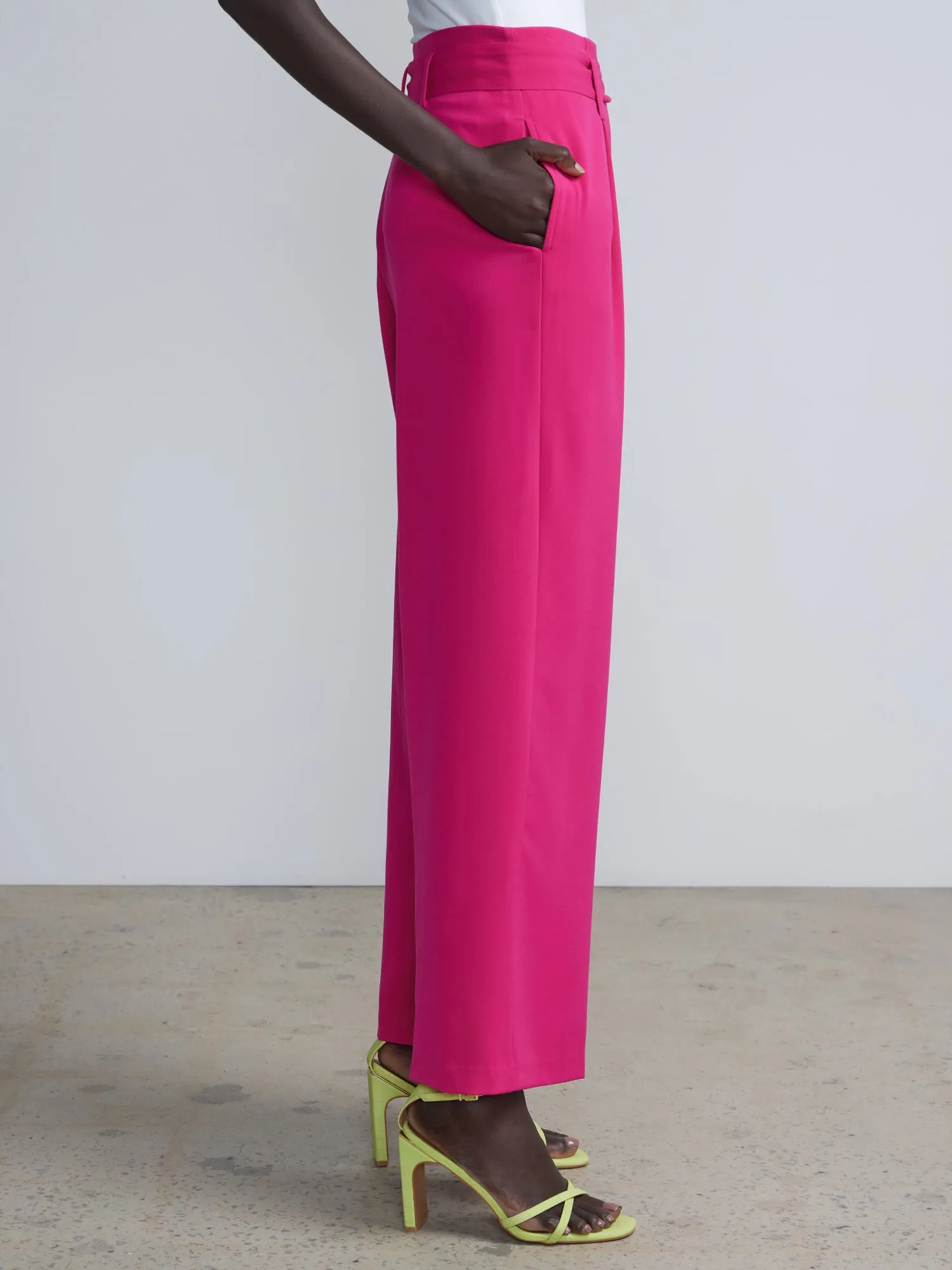 High Rise Wide Leg Tie Waist Palazzo Pants
