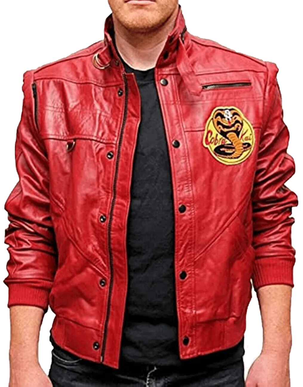 Johnny Lawrence's Red Leather Motorcycle Jacket - Cobra Kai Edition | Stylish Red Bomber Leather Jacket