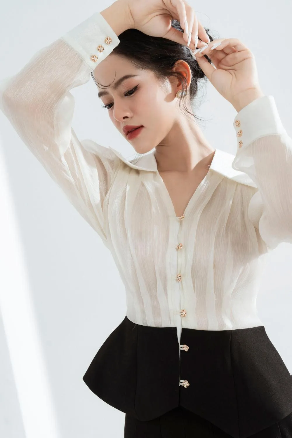 Kelly A-line Knife-Pleated Polycotton Midi Skirt