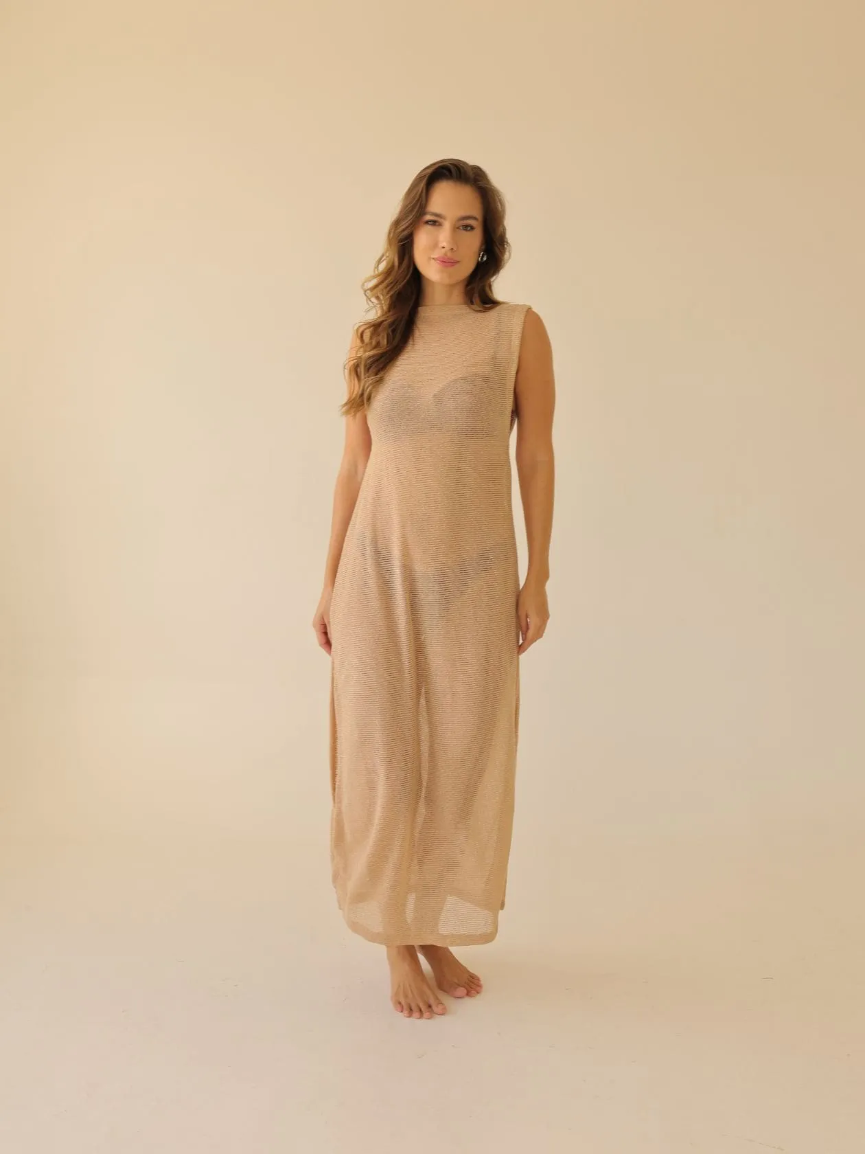 Knit long cover up Beach Dress