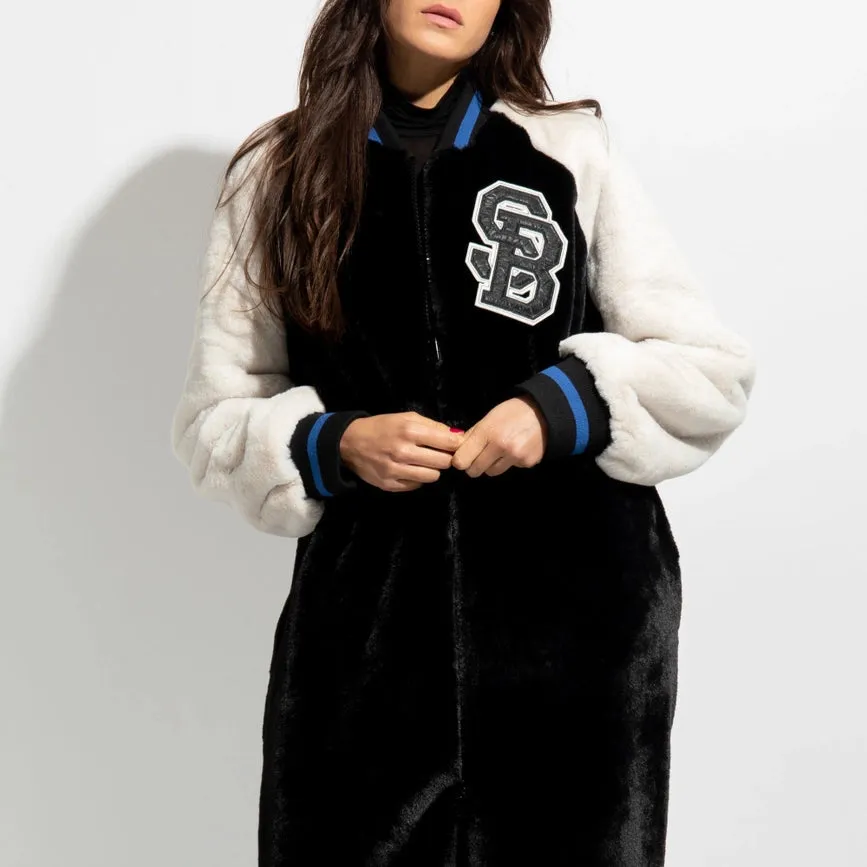 Long Eco-Fur Bomber Jacket