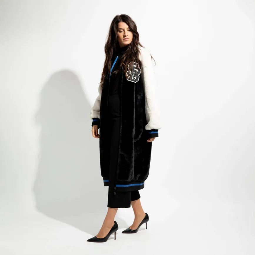 Long Eco-Fur Bomber Jacket