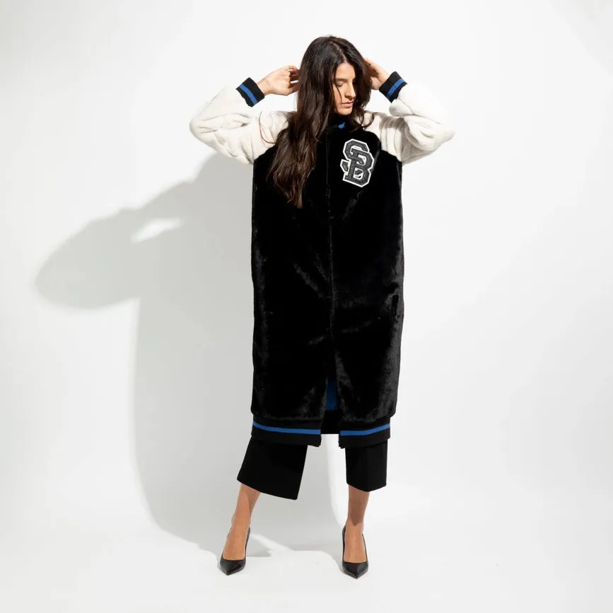 Long Eco-Fur Bomber Jacket