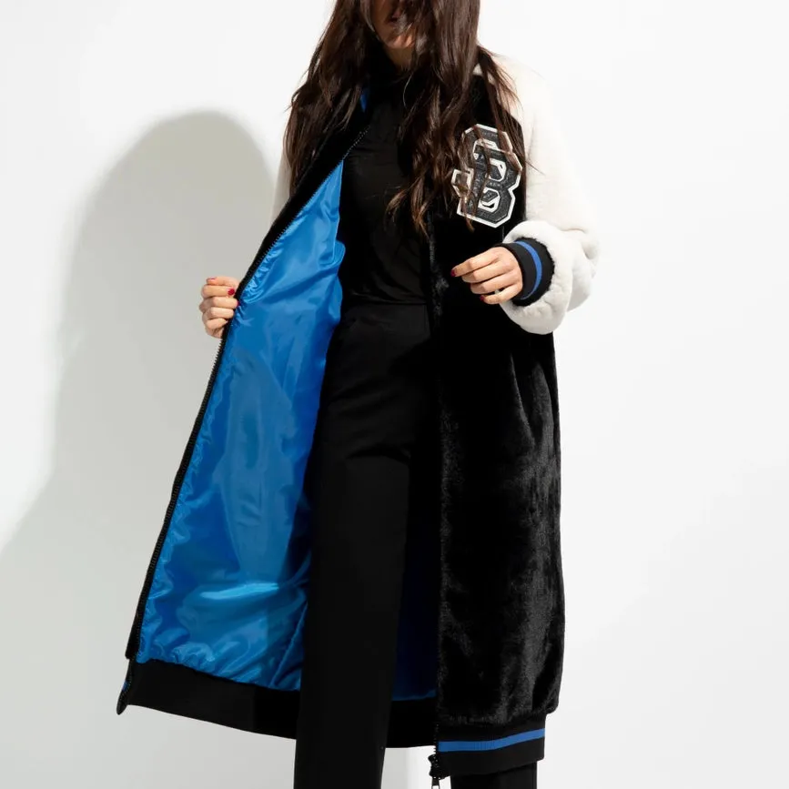 Long Eco-Fur Bomber Jacket