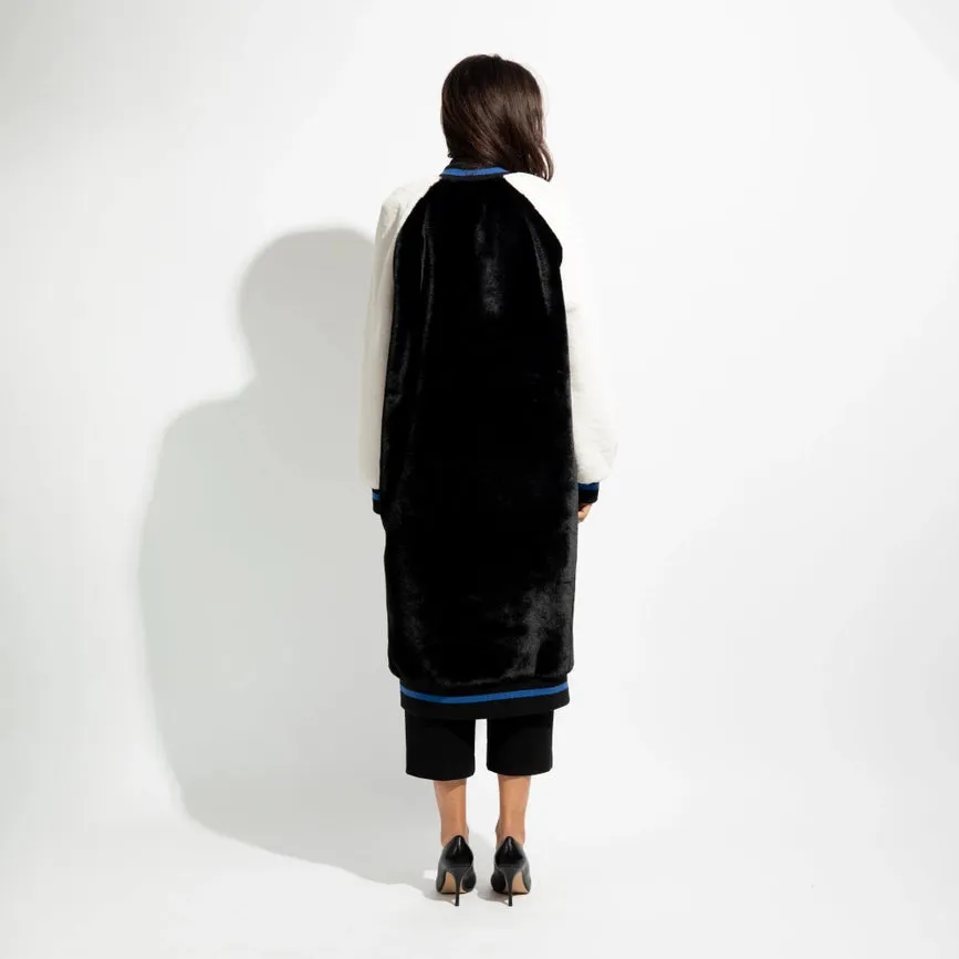 Long Eco-Fur Bomber Jacket