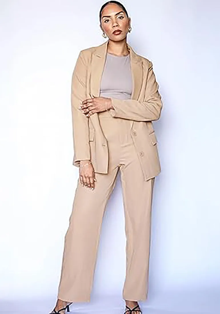 luvamia 2 Piece Outfits for Women Dressy Blazer Jackets High Waisted Straight Leg Pants Suits Set Business Casual Office