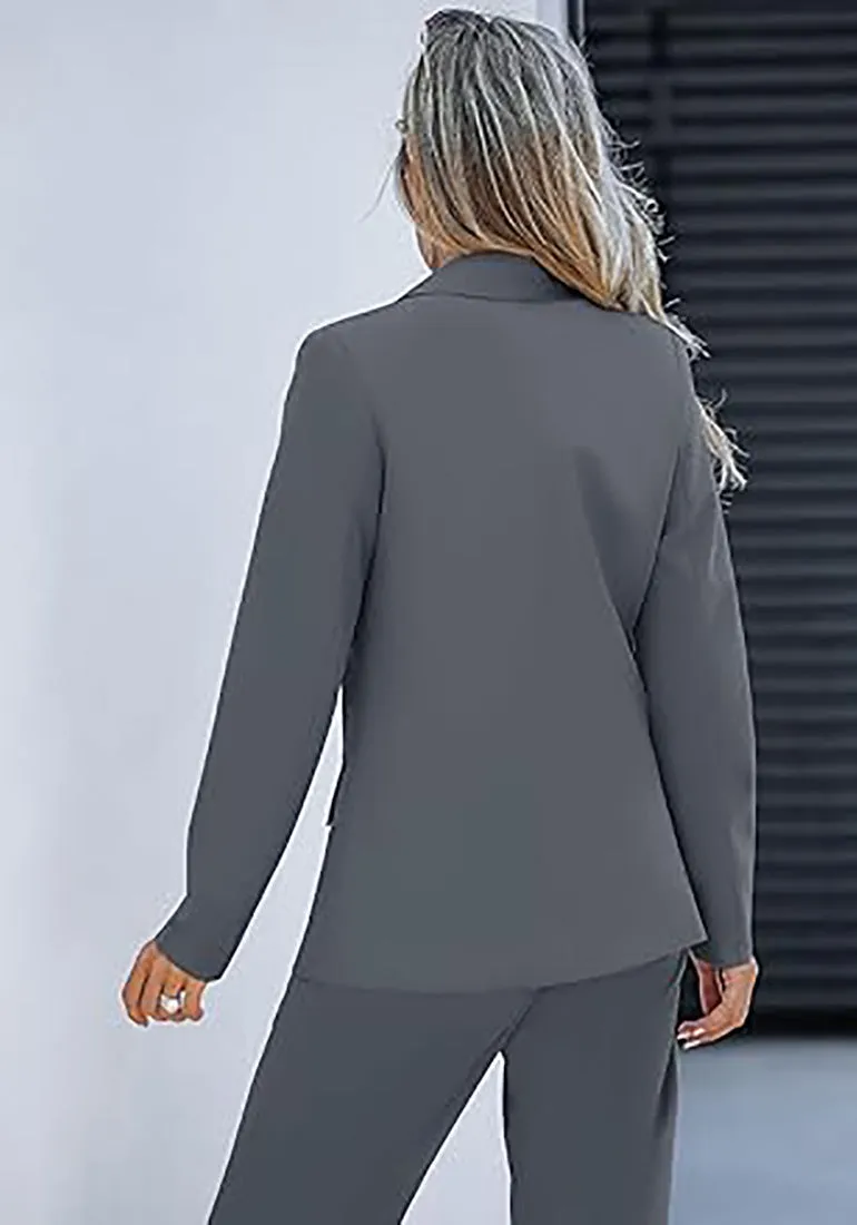 luvamia 2 Piece Outfits for Women Dressy Blazer Jackets High Waisted Straight Leg Pants Suits Set Business Casual Office