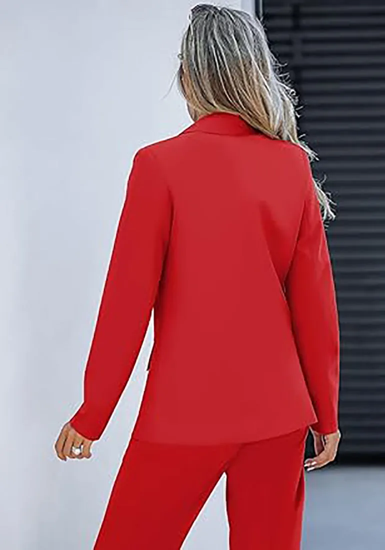 luvamia 2 Piece Outfits for Women Dressy Blazer Jackets High Waisted Straight Leg Pants Suits Set Business Casual Office