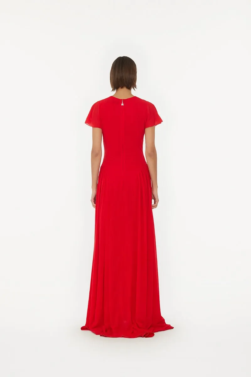 Maxi V-Neck Dress - Racing Red