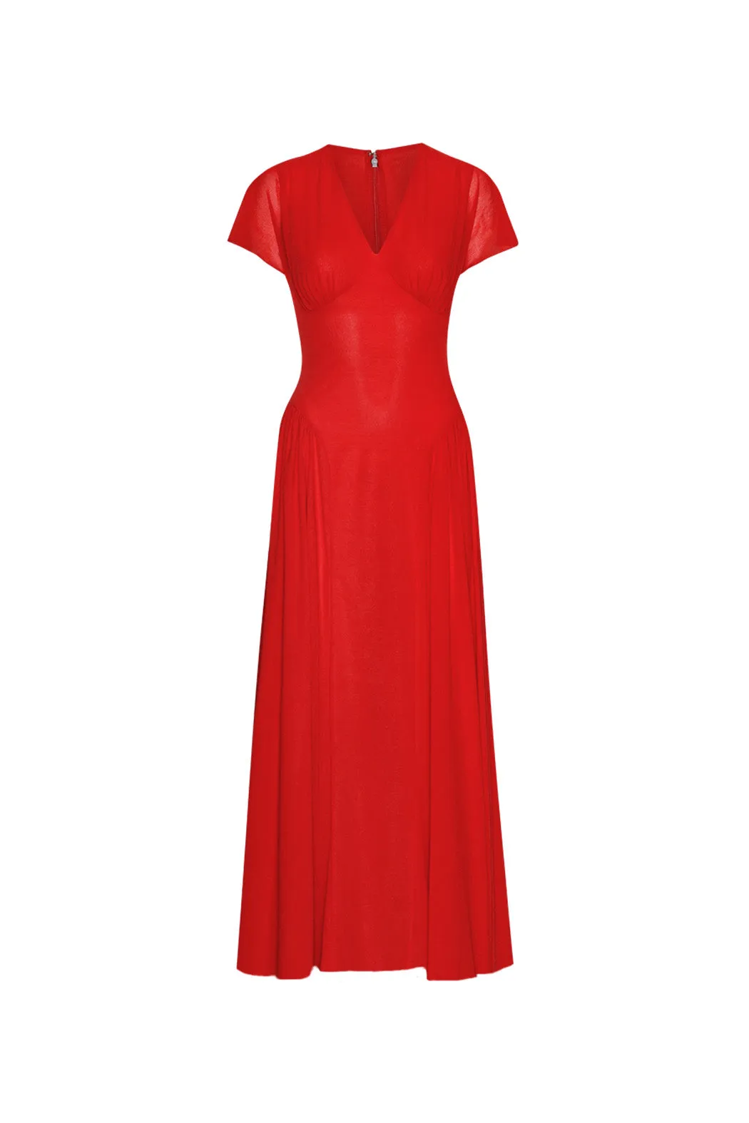 Maxi V-Neck Dress - Racing Red