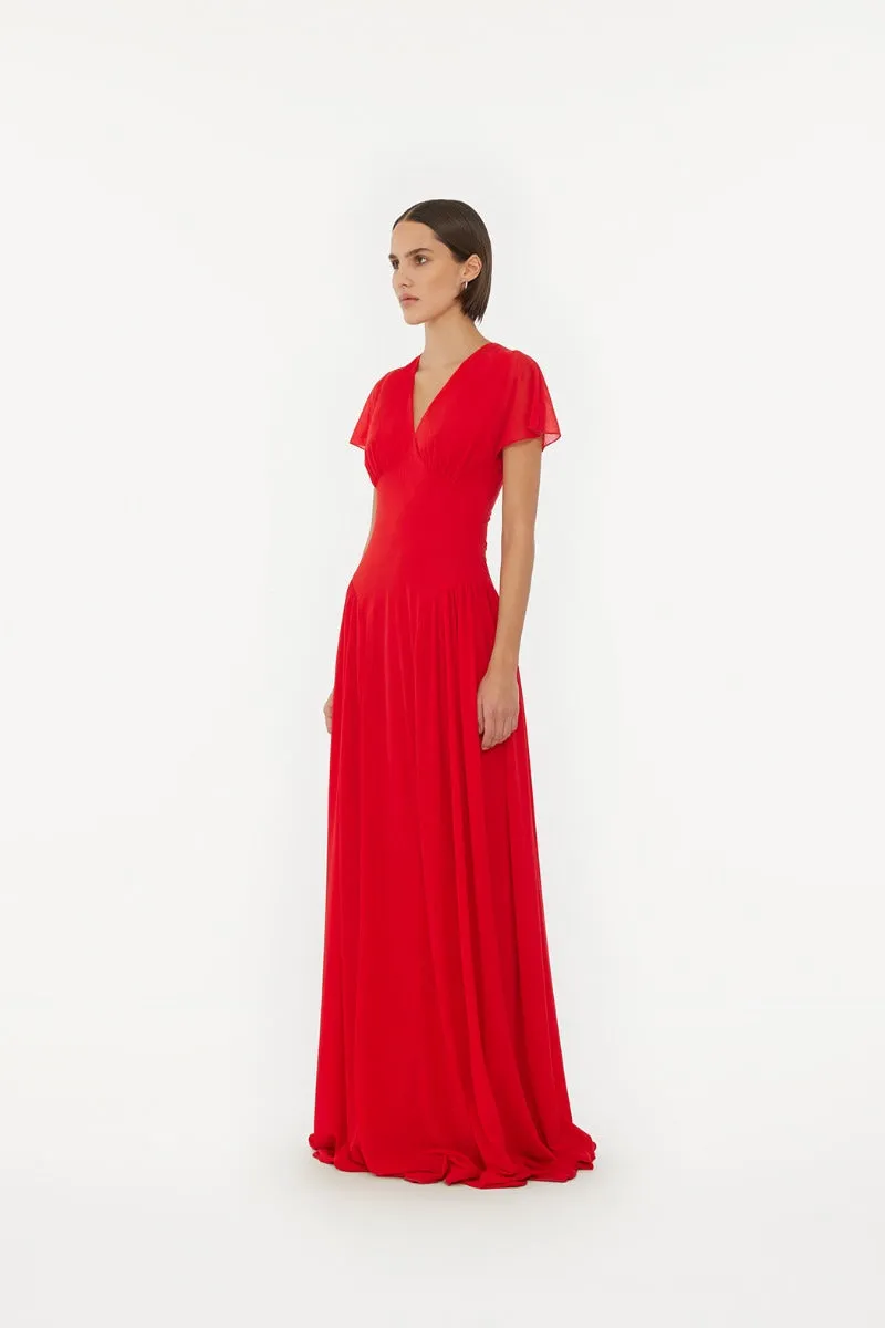 Maxi V-Neck Dress - Racing Red