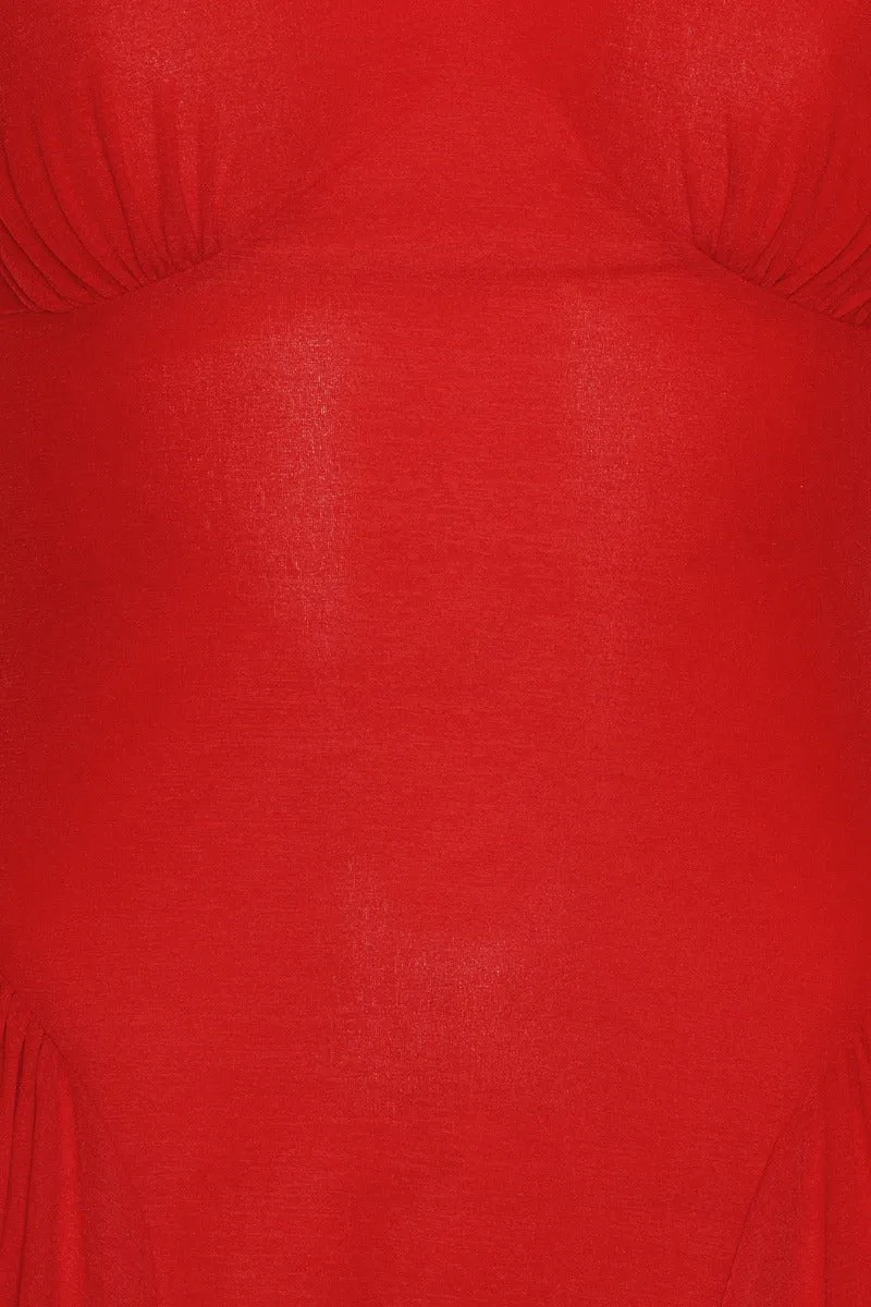 Maxi V-Neck Dress - Racing Red