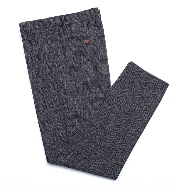 Men's Business 3 Pieces Formal Dark Grey Tweed Notch Lapel Suit (Blazer vest Pants)