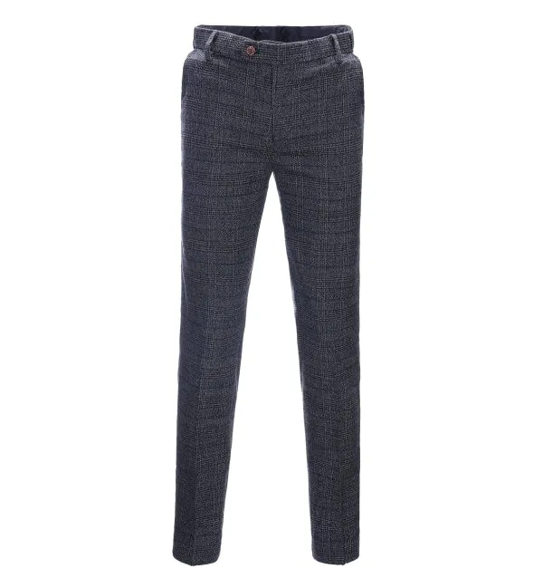 Men's Business 3 Pieces Formal Dark Grey Tweed Notch Lapel Suit (Blazer vest Pants)