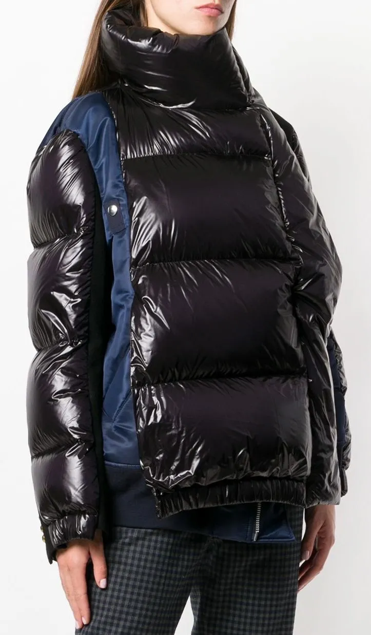 Mixed Fabric Puffer Jacket