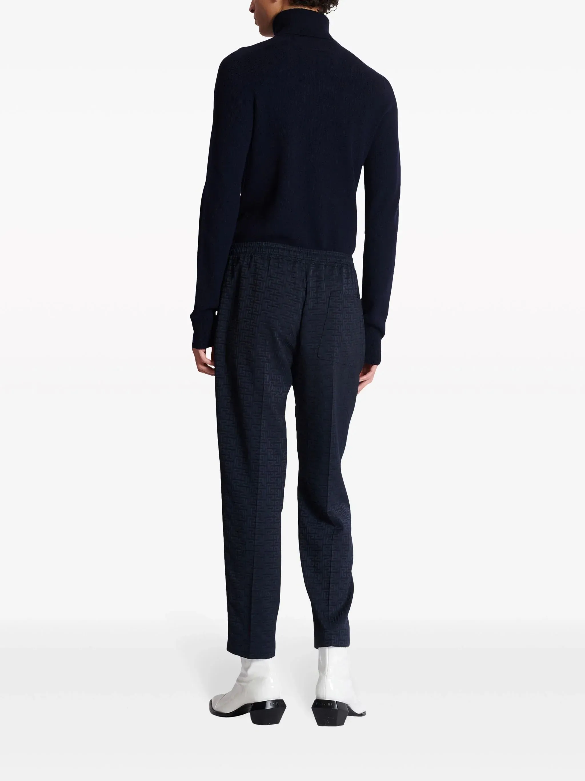 Monogram Satin Jacquard Straight Pants